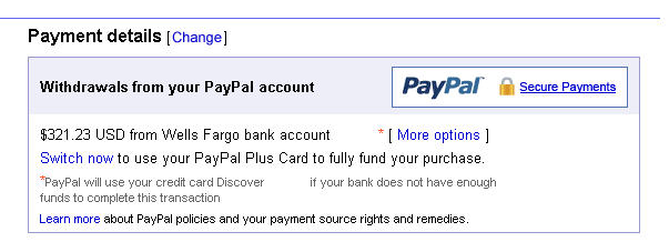 E-bay checkout screen